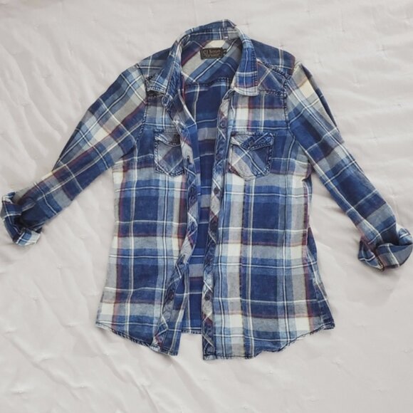 Ci Sono Plaid Collection Soft Cotton Plaid Button Down Shirt - M- Cottagecore - Picture 12 of 16